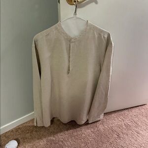 Zara Men's Beige Button-Down Shirt
